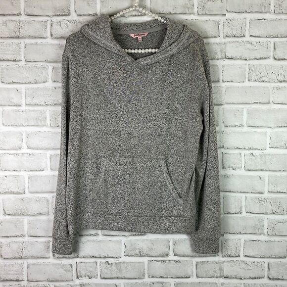 Juicy Couture Womans Gray Hooded Studded Sweater Top Size Medium - Picture 1 of 8